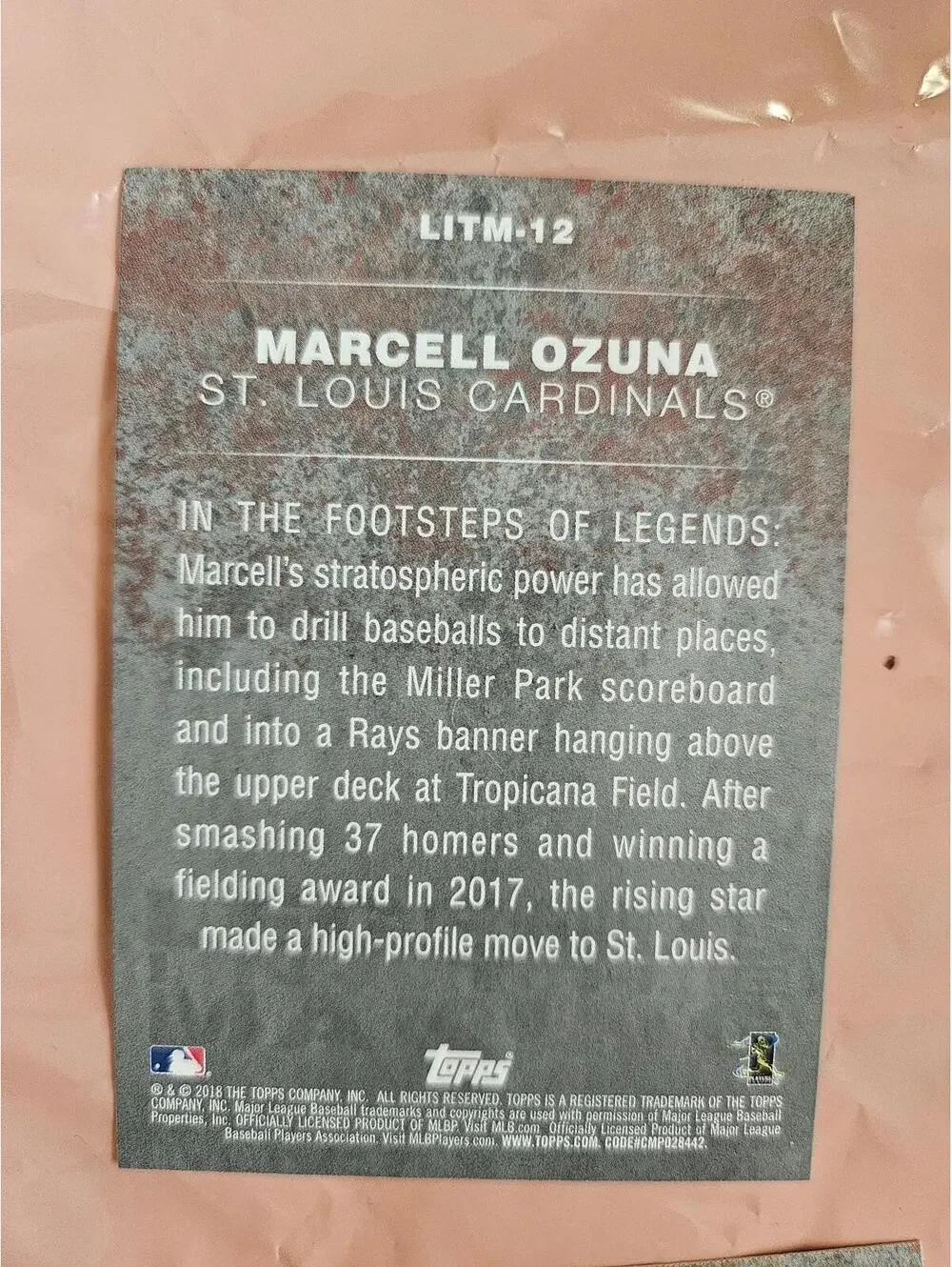 2018 Topps Legends in the Making #LITM-12 Marcell Ozuna - Cardinals- RAW Mint - Picture 2 of 2